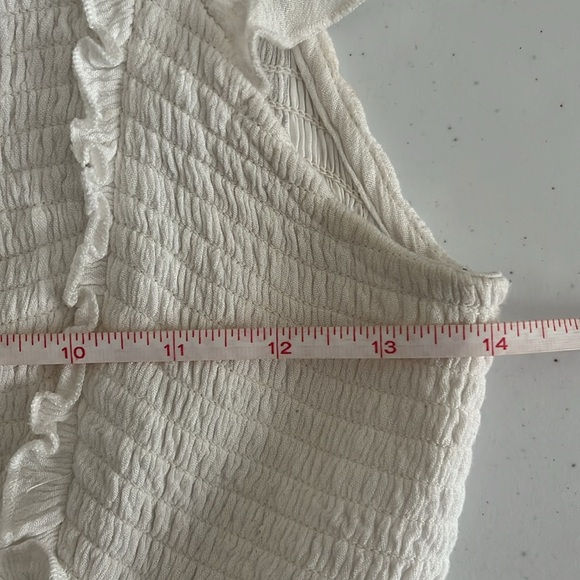 Urban Outfitters UO Sandra Ruffle Midi Maxi Dress Smocked Tiered Gauzy White M - Picture 12 of 14